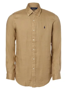 Polo Ralph Lauren Męska koszula lniana Mężczyźni Regular Fit len beżowy jednolity button down, S - Koszule męskie - miniaturka - grafika 1