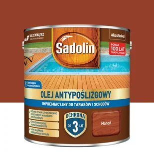 Olej antypoślizgowy do tarasów i schodów Mahoń 2.5 l Sadolin - Farby i impregnaty do drewna - miniaturka - grafika 1