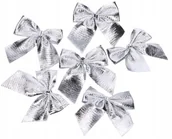 Bombki - Kokardy kokardki na choinkę dekoracyjne srebrne komplet 12 sztuk - miniaturka - grafika 1