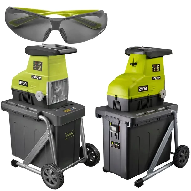 RYOBI Cichy rozdrabniacz 3000 W+RYOBI Przyciemniane okulary ochronne GRATIS