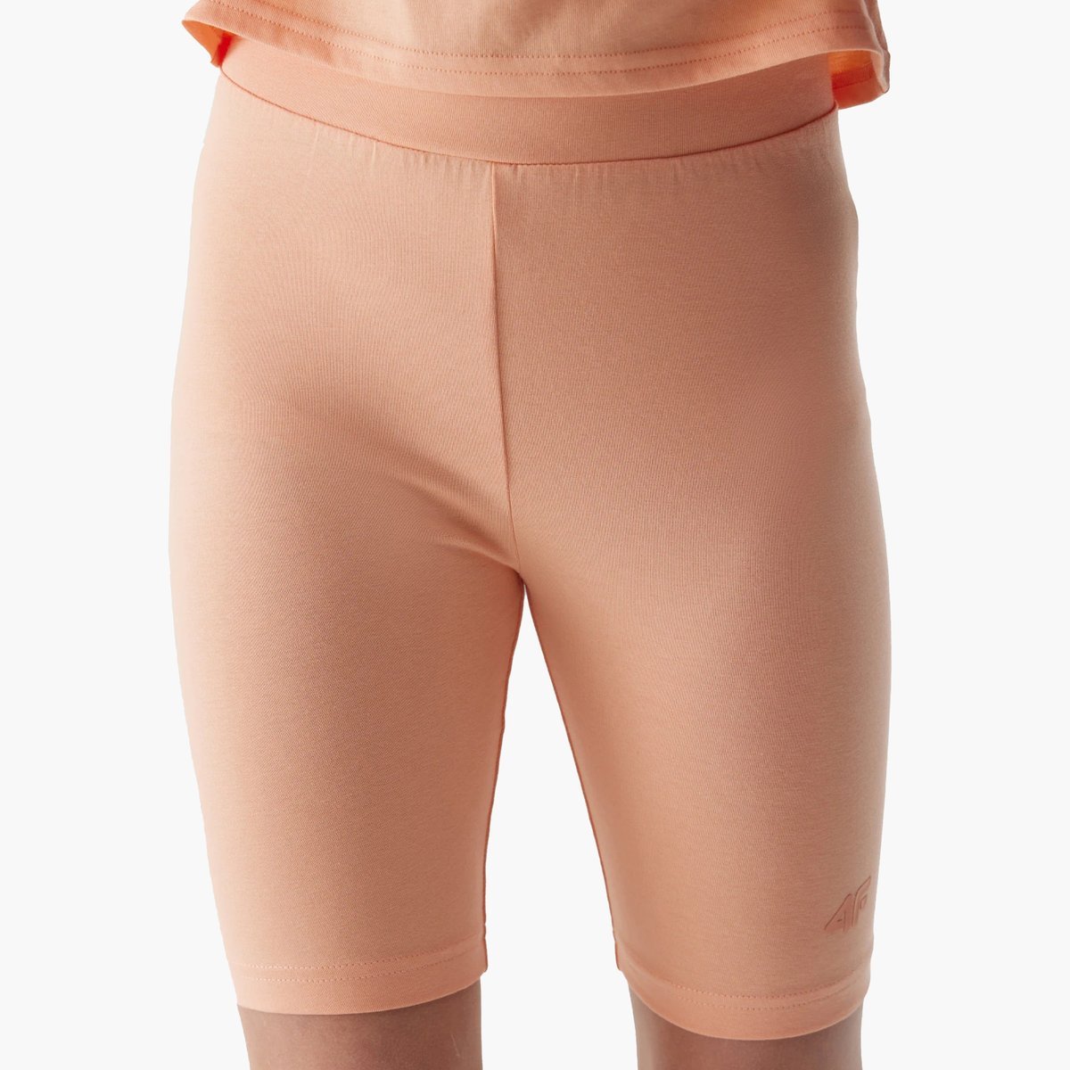 Legginsy Dziewczęce Kolarki 4F dzianinowe pudrowy koral 4FJWSS24TTIGF129 Nude 134/140
