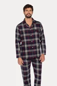 Piżamy męskie - Flanelowa piżama męska MARTIN M Ciemnoniebieski - miniaturka - grafika 1