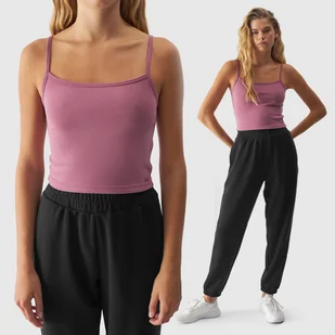 Koszulka Damska 4F na ramiączkach różowa 4FWAW24TSLEF107 XL Ciemny Róż - Koszulki i topy damskie - miniaturka - grafika 1