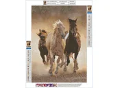 Rękodzieło - Haft Diamentowy, Obraz, Mozaika Diamentowa Diamond Painting, KONIE W GALOPIE 30x40cm - miniaturka - grafika 1