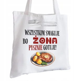 Torba Bawełniana biała dla Żony Na Prezent ekologiczna Trwały Nadruk - Torby i wózki na zakupy - miniaturka - grafika 1