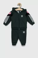 Dresy i komplety dla dziewczynek - Adidas Originals dres dziecięcy kolor zielony - adidas Originals - miniaturka - grafika 1