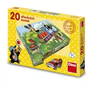 Klocki - Drewniane klocki obrazkowe puzzle Pojazdy Krecika 20 klocków dla dzieci 3+ oryginalne z Czech - miniaturka - grafika 1