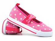 Buty dla dziewczynek - Kapcie dziecięce z gumką - American Club TEN 95/23, różowe w kwiatki - AMERICAN CLUB - miniaturka - grafika 1