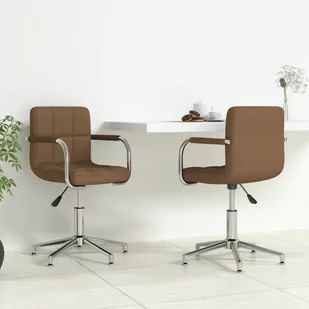 vidaXL Obrotowe krzesła stołowe 2 szt. brązowe obite tkaniną 334804 - Krzesła - miniaturka - grafika 1