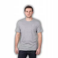 Koszulki męskie - NIKE T-Shirt Męski Okrągły Dekolt Haftowane Logo Szary Rozmiar S - miniaturka - grafika 1