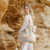 Torebki damskie - Płócienna torba kwiecisty ogród XL - miniaturka - grafika 1