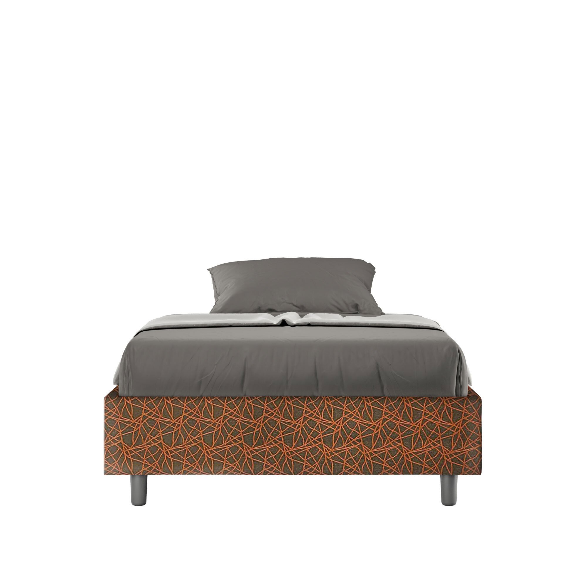 Sommier łóżko tapicerowane z pojemnikiem 120x200 tkanina Era 04 pomarańczowa Azelia