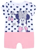 Rampersy - Biało-różowy rampers w granatowe grochy z wizerunkiem Myszki Minnie DISNEY 3-6 m 68 cm - miniaturka - grafika 1