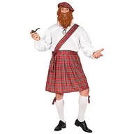 Czapki dla dzieci - Widmann Widmann 60235 kostium bezczelnej szkockiej koszuli, kiltu, szarfy, krótkie spodnie z głową, czapka z brodą, impreza tematyczna, spódnica szkocka, karnawał, męski, wielokolorowy, XL/XXL 60235 - miniaturka - grafika 1