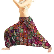 Spodnie damskie - Szarawary spodnie alladynki kolorowe (joga, fitness, na lato) - miniaturka - grafika 1