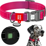 Obroże dla psów - Obroża dla psa nylonowa WAUDOG Nylon Mono z paszportem QR, odblaskowa, plastikowy fastex, różowa, rozmiar L, 33-49 cm, 25 mm - miniaturka - grafika 1