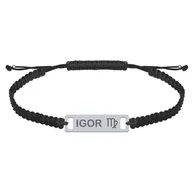 Bransolety męskie - Bransoletka Męska z GRAWEREM blaszka srebro makrama - miniaturka - grafika 1