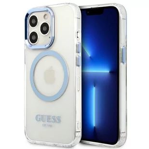 Etui Guess do iPhone 13 Pro Max 6,7" niebieski/blue hard case Metal Outline Magsafe - Etui i futerały do telefonów - miniaturka - grafika 1