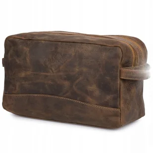 Kosmetyczka Skórzana Brązowa Nubuk Saszetka Podróżna Duża Beltimore J49 : K - Nerki - miniaturka - grafika 1
