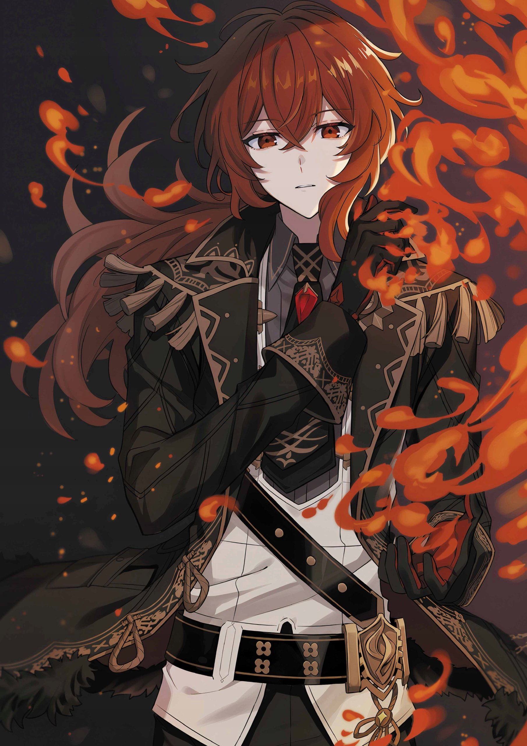 Plakat A3 Genshin Impact Anime Gra Diluc Ragnvindr