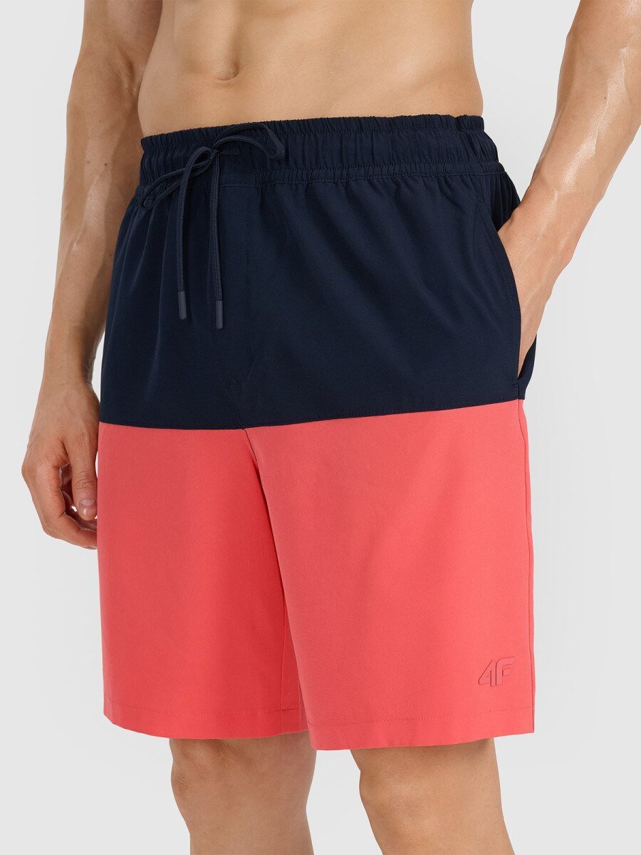 Męskie szorty plażowe kąpielowe z wewnętrznymi majtkami siatkowymi 4F 4FWSS25UBDSM135-63S Różowy Roz. M