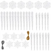 Bombki - Ozdoba choinkowa 36 szt. akrylowa, świąteczna zawieszka sopel, śnieżynka przezroczysty - miniaturka - grafika 1