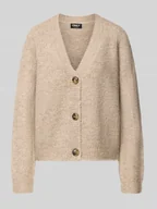 Swetry damskie - Kurtka z dzianiny o luźnym kroju z dekoltem w serek model ‘ZOEY’ - miniaturka - grafika 1