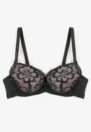 Biustonosze - Ciemnozielony Biustonosz o Fasonie Push Up Zdobiony Koronką Morgis - miniaturka - grafika 1