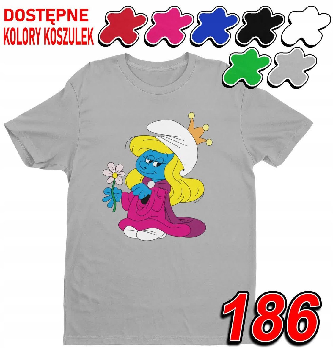 Dziecięca Koszulka T-Shirt Z Nadrukiem Duży Wybór Smerfetka -M 134-140