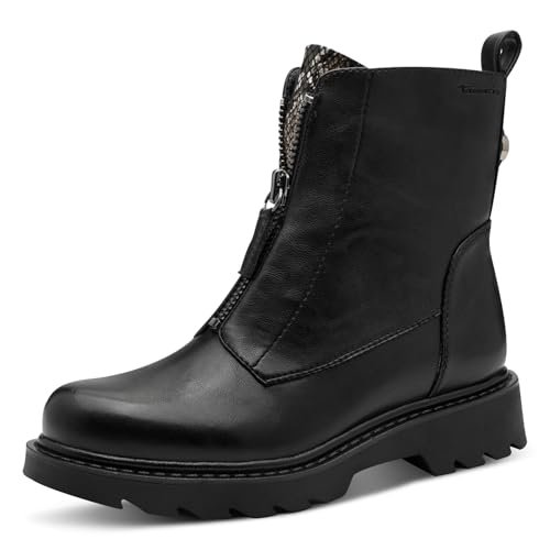 Tamaris Damskie sztyblety Boot Flat 1-25412-45, Black Snake, 37 EU, Czarny w??, 37 EU