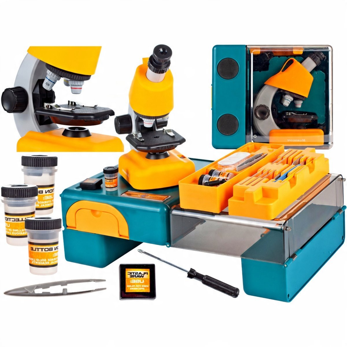 Mikroskop Naukowy Zabawka dla Dzieci 640X z Akcesoriami w Walizce