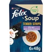 Mokra karma dla kotów - Felix Soup Tender Strips Zupa 6 x 48 g Wołowina, kurczak i tuńczyk - miniaturka - grafika 1
