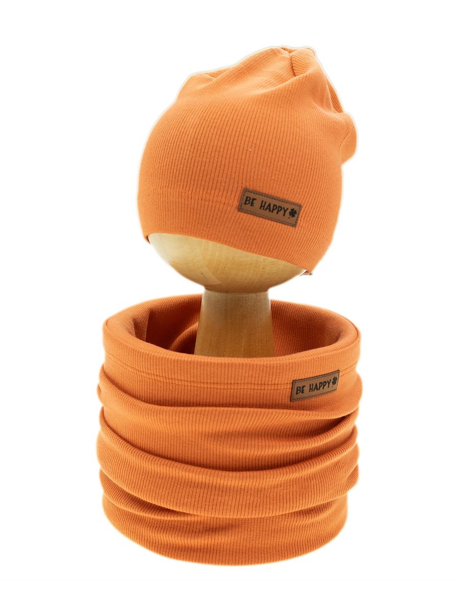 Chłopięcy komplet czapka + komin pomarańczowy Nicol