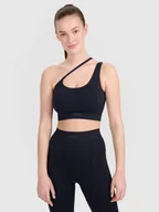Bielizna sportowa damska - 4F Biustonosz treningowy z asymetrycznym ramiączkiem - czarny M/L - miniaturka - grafika 1