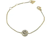 Bransoletki - Bransoletka pozłacana GUESS z logiem w kółku zdobiona cyrkoniami na łańcuszku - miniaturka - grafika 1