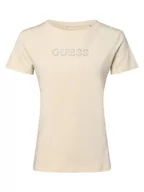 Koszulki i topy damskie - GUESS - T-shirt damski, beżowy - miniaturka - grafika 1
