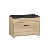 Meble do przedpokoju - Szafka na buty z siedziskiem CARO 03 Sonoma jasna + czarna ekoskóra - miniaturka - grafika 1