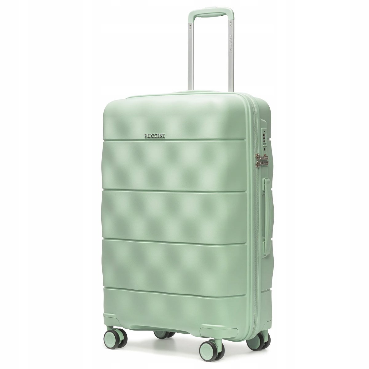 PUCCINI Walizka Średnia Podróżna Lekka Polipropylenowa Zielona PP026B-5C