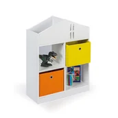 Zestawy mebli dla dzieci - Regał dziecięcy z biblioteczką i szufladami tekstylnymi HOUSE PLUS, biały - miniaturka - grafika 1