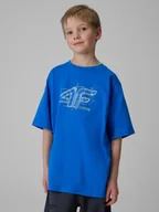 Koszulki dla chłopców - 4F T-shirt loose z nadrukiem chłopięcy - niebieski 158/164 (12-14 lat) - miniaturka - grafika 1