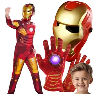 STRÓJ IRON MAN PRZEBRANIE MASKA RĘKAWICA KOSTIUM KARNAWAŁOWY BAL- 122-128 - Moda i Uroda OUTLET - miniaturka - grafika 1