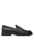 Półbuty damskie - Tommy Hilfiger Lordsy Flag Leather Classic Loafer FW0FW08030 Czarny - miniaturka - grafika 1