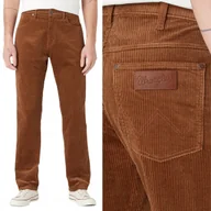 Spodnie męskie - Wrangler FRONTIER Bison luźne proste spodnie brązowe sztruksy W32 L32 - miniaturka - grafika 1