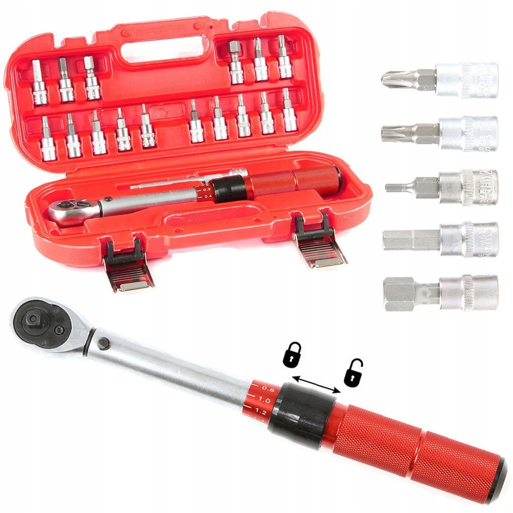 KLUCZ DYNAMOMETRYCZNY Z NASADKAMI 1/4