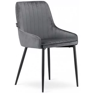 Ciemnoszare welurowe krzesło w stylu nowoczesnym - Cinar 3X - Krzesła - miniaturka - grafika 1