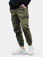 Spodnie męskie - Spodnie Materiałowe Jogger Bojówki Męskie Oliwkowe Jigga Wear Stripe Zip Cargo 6XL - miniaturka - grafika 1