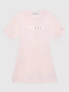 Calvin Klein Jeans Sukienka codzienna Inst Logo IG0IG01418 Różowy Regular Fit - Sukienki i spódniczki dla dziewczynek - miniaturka - grafika 1