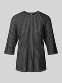 Swetry damskie - Sweter z dzianiny z prążkowanymi wykończeniami model ‘VIOLETTA’ - miniaturka - grafika 1