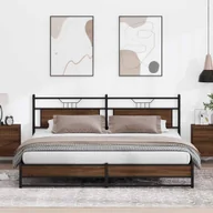 Łóżka - vidaXL Metalowa rama łóżka, bez materaca, brązowy dąb, 200x200 cm - miniaturka - grafika 1