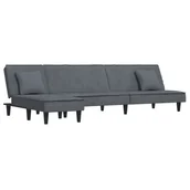Narożniki - Sofa rozkładana L, ciemnoszara, 255x140x70 cm, aks - miniaturka - grafika 1